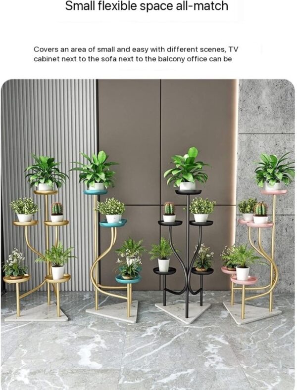 Emirates Living Light Luxury Wrought Iron Flower Stand - Floor-Standing Marble Plant Display Stand for Living Room, Multi-Layer Minimalist Flower Pot Stand, Elegant Indoor Décor - Image 5