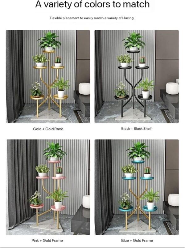 Emirates Living Light Luxury Wrought Iron Flower Stand - Floor-Standing Marble Plant Display Stand for Living Room, Multi-Layer Minimalist Flower Pot Stand, Elegant Indoor Décor - Image 6
