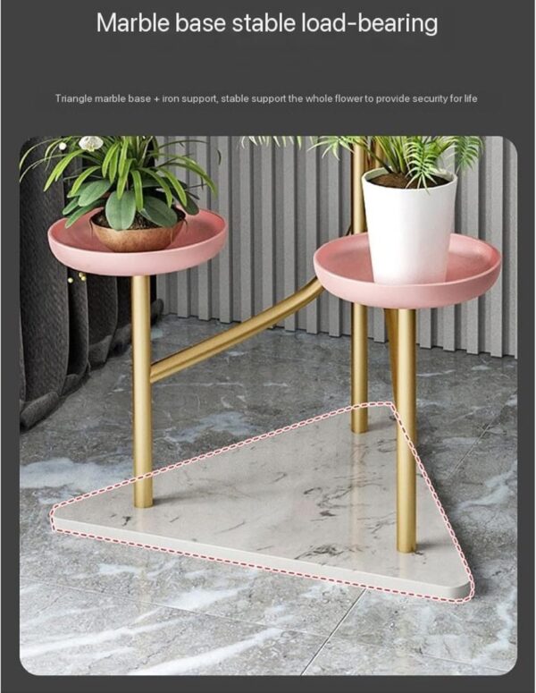 Emirates Living Light Luxury Wrought Iron Flower Stand - Floor-Standing Marble Plant Display Stand for Living Room, Multi-Layer Minimalist Flower Pot Stand, Elegant Indoor Décor - Image 7