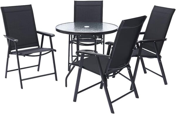 Emirates Living Patio Chairs, Foldable Patio Chair with Armrests and Breathable Seat Fabric, Outdoor Dining Chair for Patio, Pool Side, Backyard | steel frame with powder coating (Modern, Black) - Image 5