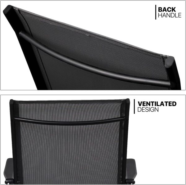 Emirates Living Patio Chairs, Foldable Patio Chair with Armrests and Breathable Seat Fabric, Outdoor Dining Chair for Patio, Pool Side, Backyard | steel frame with powder coating (Modern, Black) - Image 8