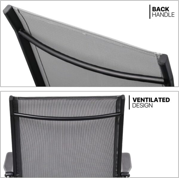 Emirates Living Patio Chairs, Foldable Patio Chair with Armrests and Breathable Seat Fabric, Outdoor Dining Chair for Patio, Pool Side, Backyard | steel frame with powder coating (Modern, Gray) - Image 6