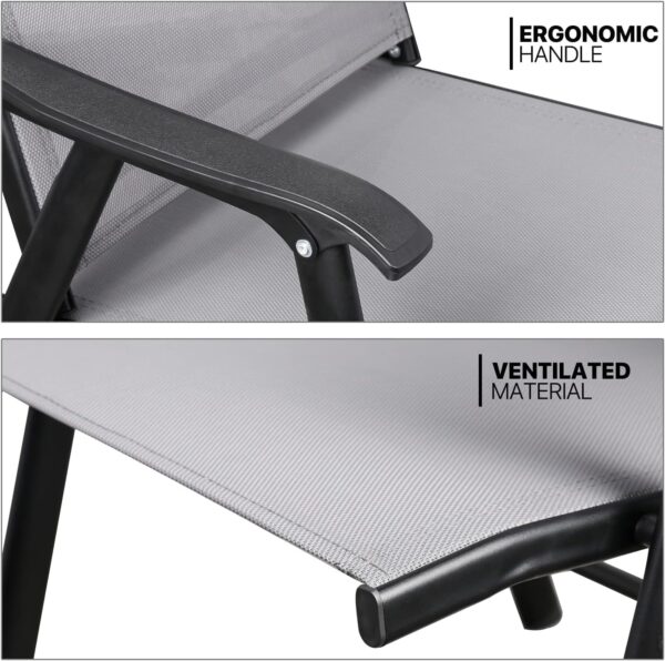 Emirates Living Patio Chairs, Foldable Patio Chair with Armrests and Breathable Seat Fabric, Outdoor Dining Chair for Patio, Pool Side, Backyard | steel frame with powder coating (Modern, Gray) - Image 7