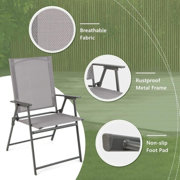 Emirates Living Patio Chairs, Foldable Patio Chair with Armrests and Breathable Seat Fabric, Outdoor Dining Chair for Patio, Pool Side, Backyard | steel frame with powder coating (Modern, Gray) - Image 9
